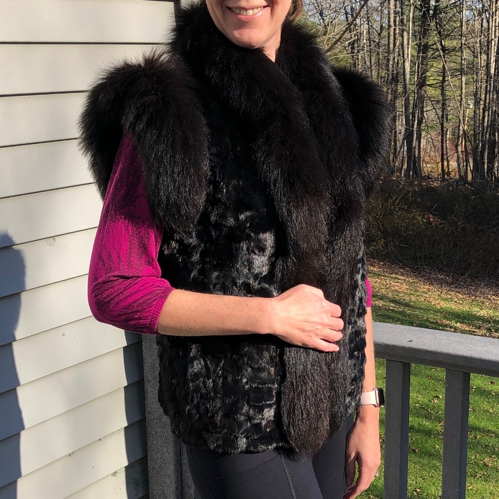 Saga Mink & Fox Fur Black Vest